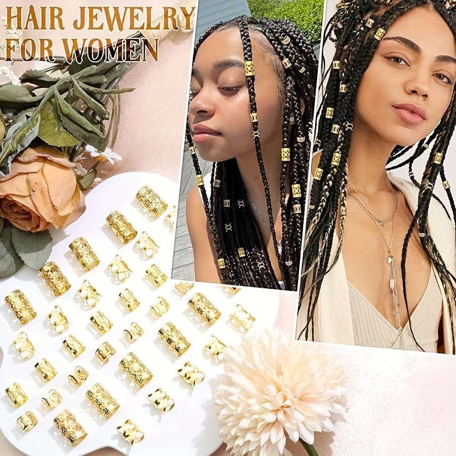 40pcs Alloy Hair Cuffs & Rings for Braids