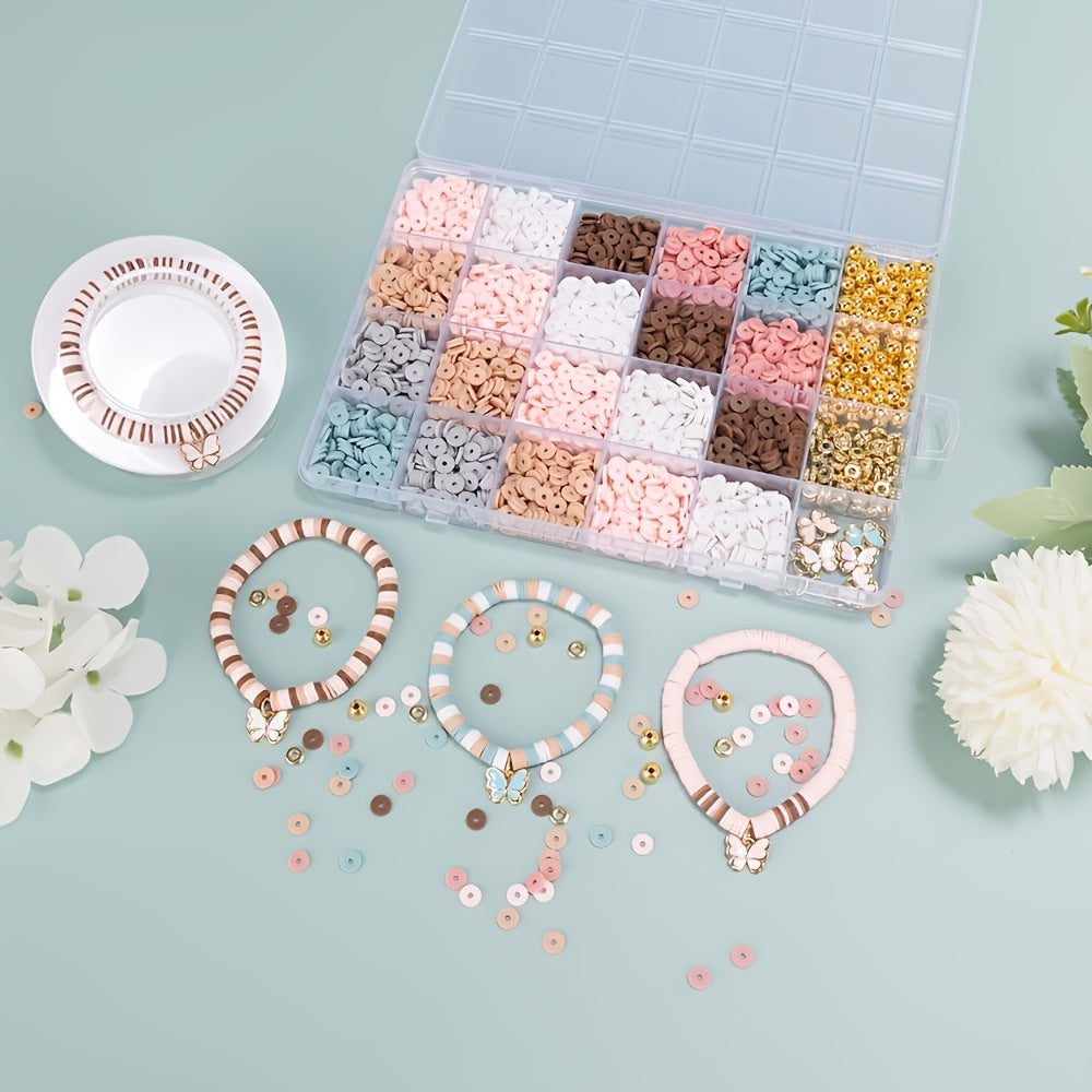 Boho Chic 2600pcs Bracelet Making Kit with Butterfly Charms & Clay Beads