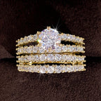 2pcs/set Bridal Synthetic Zirconia Rings