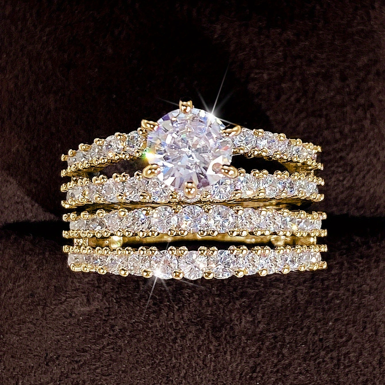 2pcs/set Bridal Synthetic Zirconia Rings
