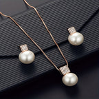 Imitation Pearl Necklace And Earring Jewelry Set