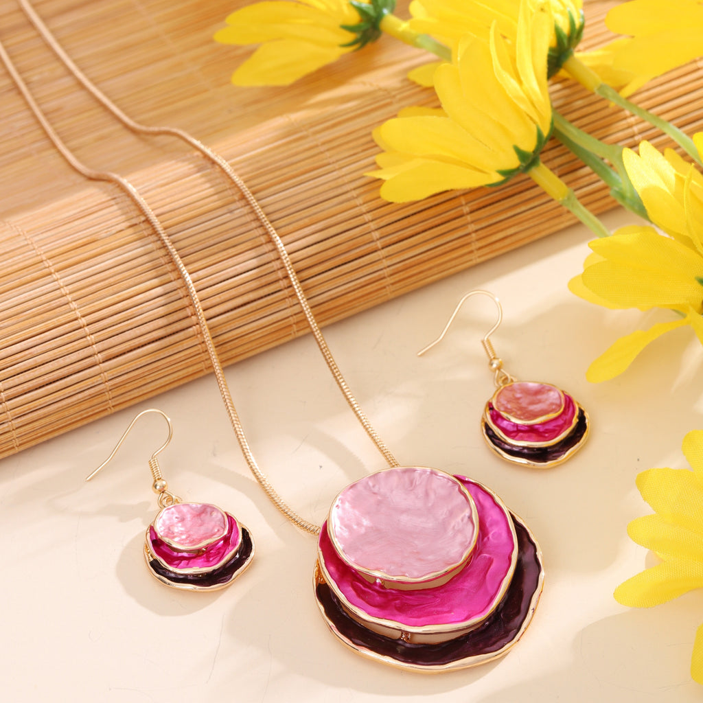 CRING COCO Bohemian 3-Layer Round Zinc Alloy Enamel Jewelry Set
