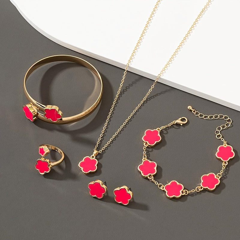 Lucky Flower Design Alloy Jewelry Set.