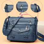 Retro Multi Pockets Crossbody Bag, Soft Faux Leather Bag