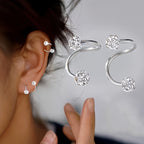 Luxury Spiral Rod Ball Stud Earrings with Rhinestone Inlay