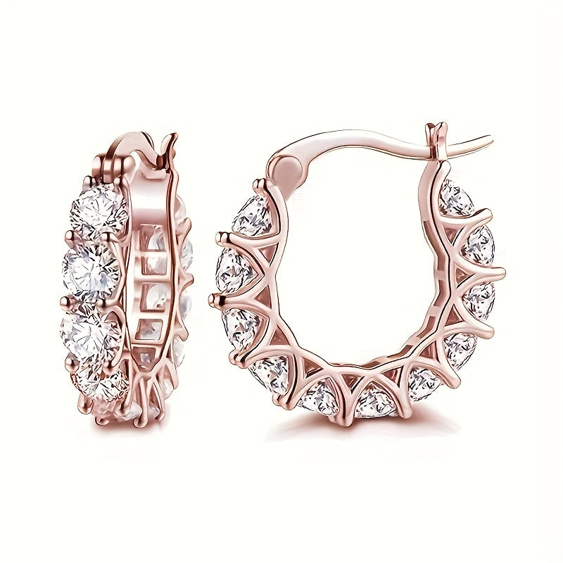 Elegant Zirconia-studded Circular Hoop Earrings