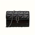 Elegant Faux Leather Shoulder Bag | Plaid Pattern, Chain Strap