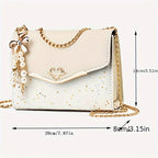 Sequins Square Purse, Elegant Shoulder Bag With Pendant
