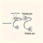 Luxury Spiral Rod Ball Stud Earrings with Rhinestone Inlay