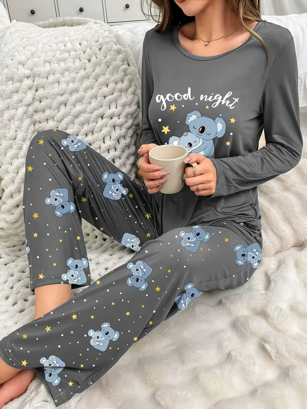 Women'S Cozy Gray Pyjama Set