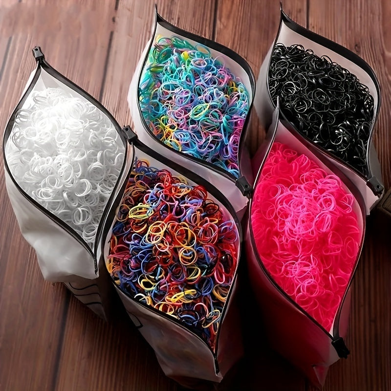 1000pcs Jelly Colour High Elasticity Soft Hair Bands with Glitter.