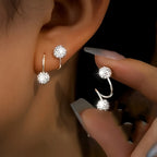 Luxury Spiral Rod Ball Stud Earrings with Rhinestone Inlay