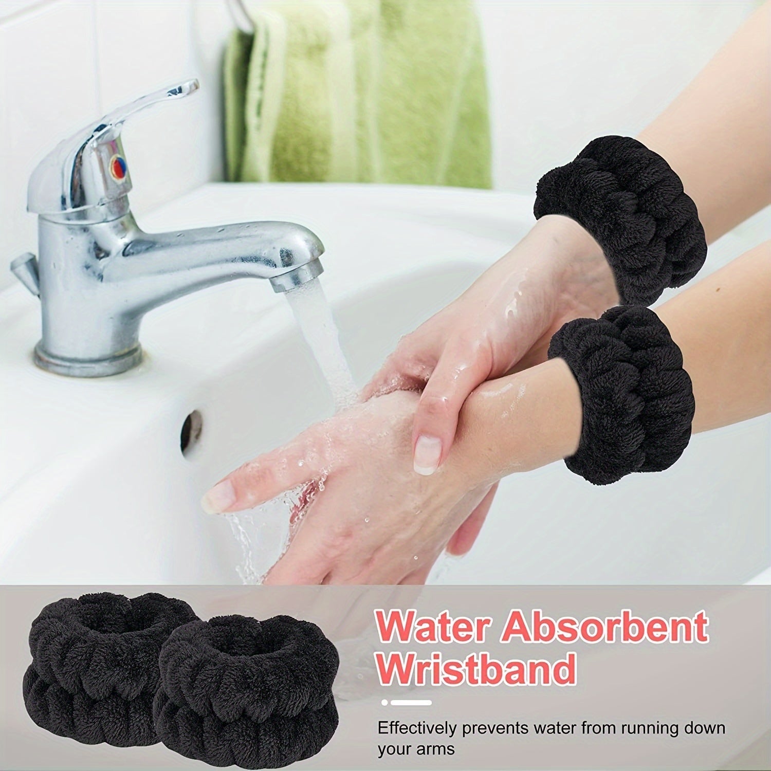 Set Spa Headband Wristband Set with Hair Claw Clips Skincare Headbands