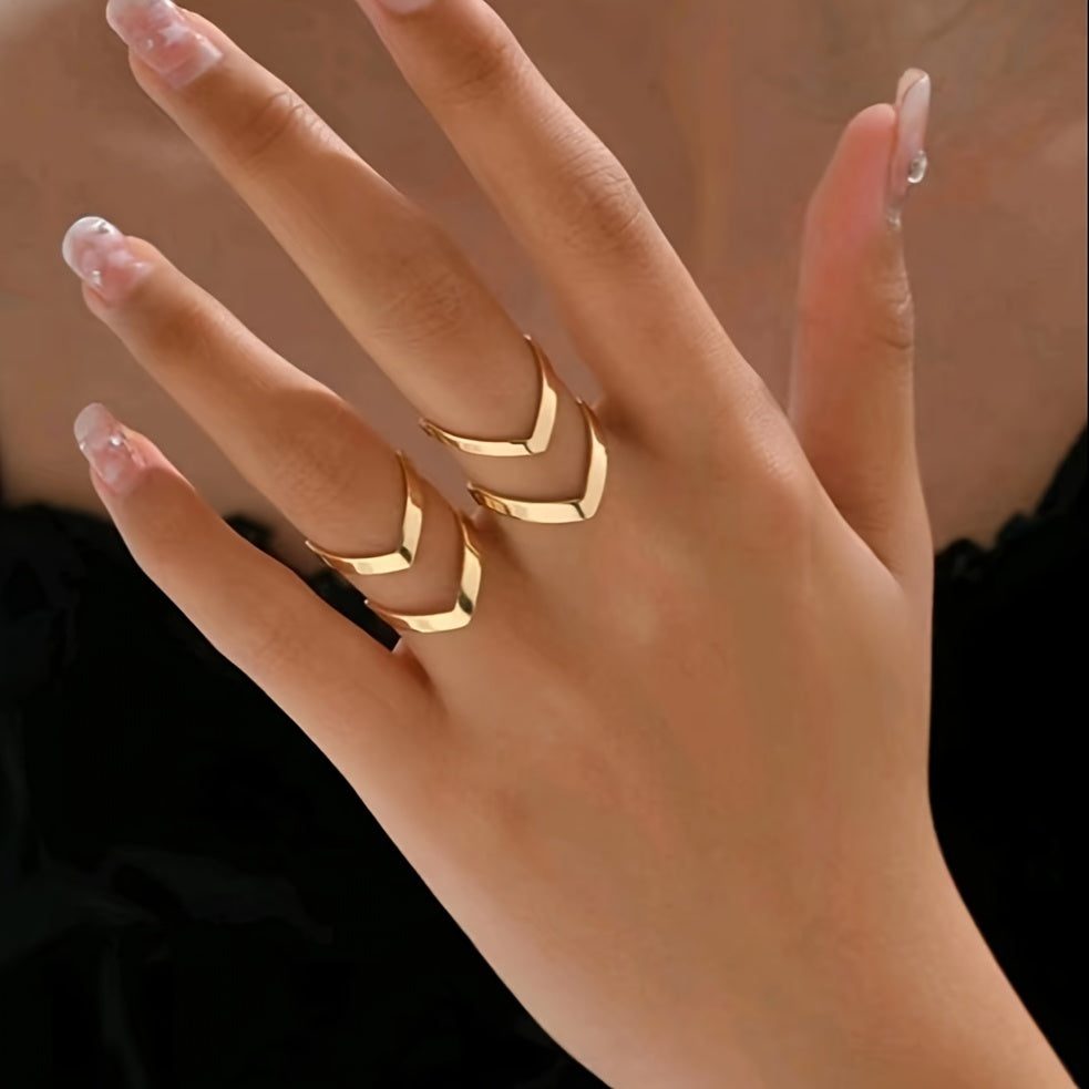 Two Stylish and Elegant Geometric Hollow-out Metal Rings