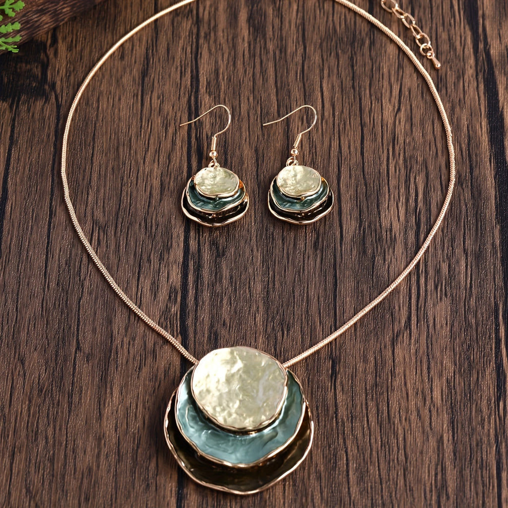 CRING COCO Bohemian 3-Layer Round Zinc Alloy Enamel Jewelry Set