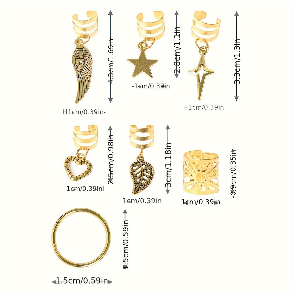 45pcs Alloy Braid Hair Rings Jewelleries