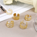 Hip Hop Y2K Style Leaf Cutout Ear Cuffs Set