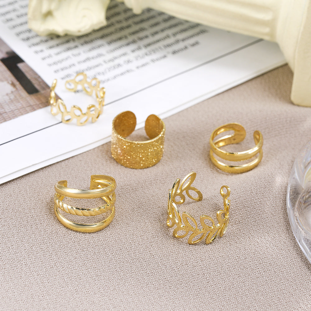 Hip Hop Y2K Style Leaf Cutout Ear Cuffs Set