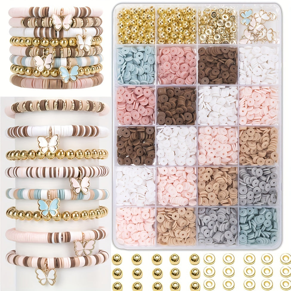 Boho Chic 2600pcs Bracelet Making Kit with Butterfly Charms & Clay Beads