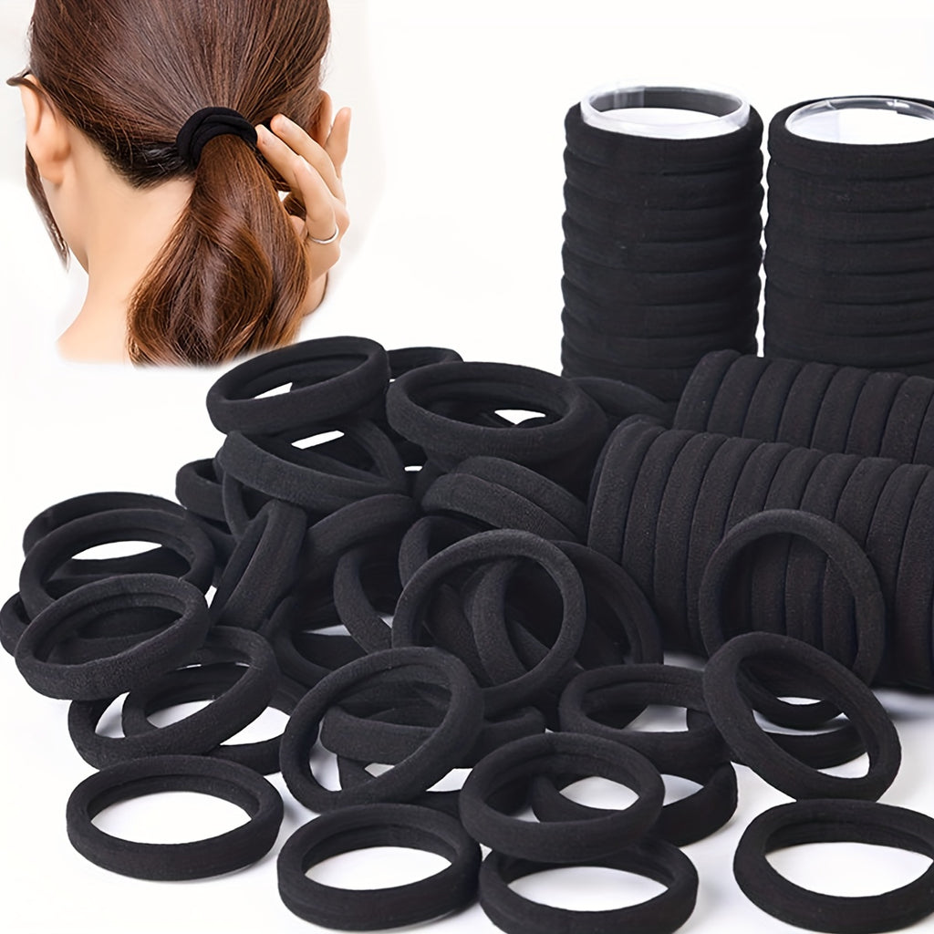 50/100pcs Black Elastic Hair Bands